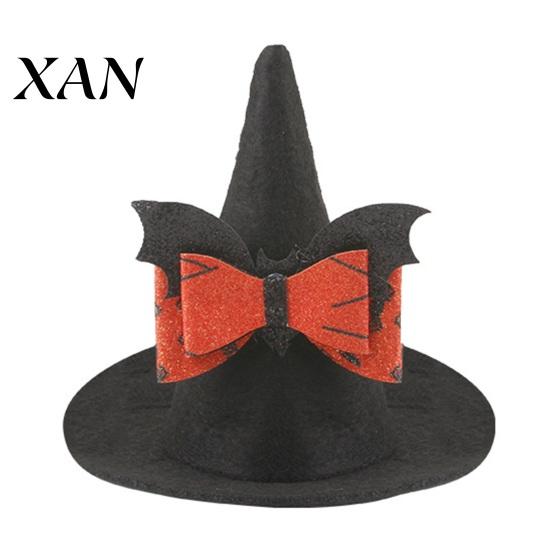 Animal Theme Party Decor Pet Halloween Witch Hat, Bows/Pumpkins Decor, Adjustable Felt Cosplay Headgear for Dogs Costume Accessory, Lightweight
