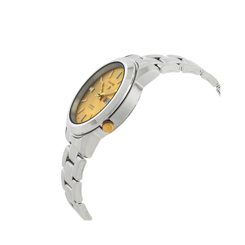 Seiko 30m Water Resistant Automatic Mechanical Movement Stainless Steel Strap Watch Unisex Gold Dial SNKK13K1