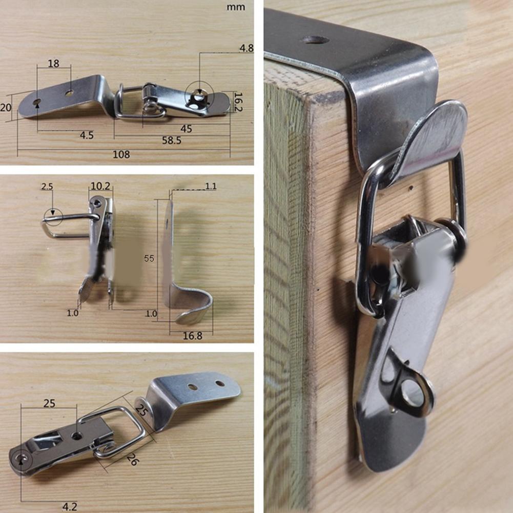 Silver Box Lock Duckbill Hook Lock Spring Loaded Clip Stainless Steel Latch