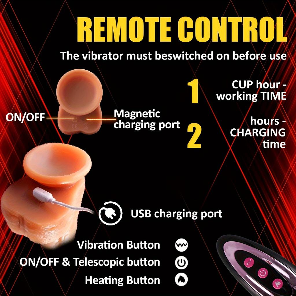 9" Realistic Thrusting Dildo Vibrator with 10 Vibration & Telescopic Modes,360° Rotation,Heating,Strong Suction Cup,USB Rechargeable for Women&Couples