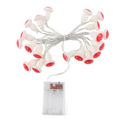 LED Light String 7.2ft 20 Red Muschroom Dedor LED String Light for Christmas Indoor Outdoor