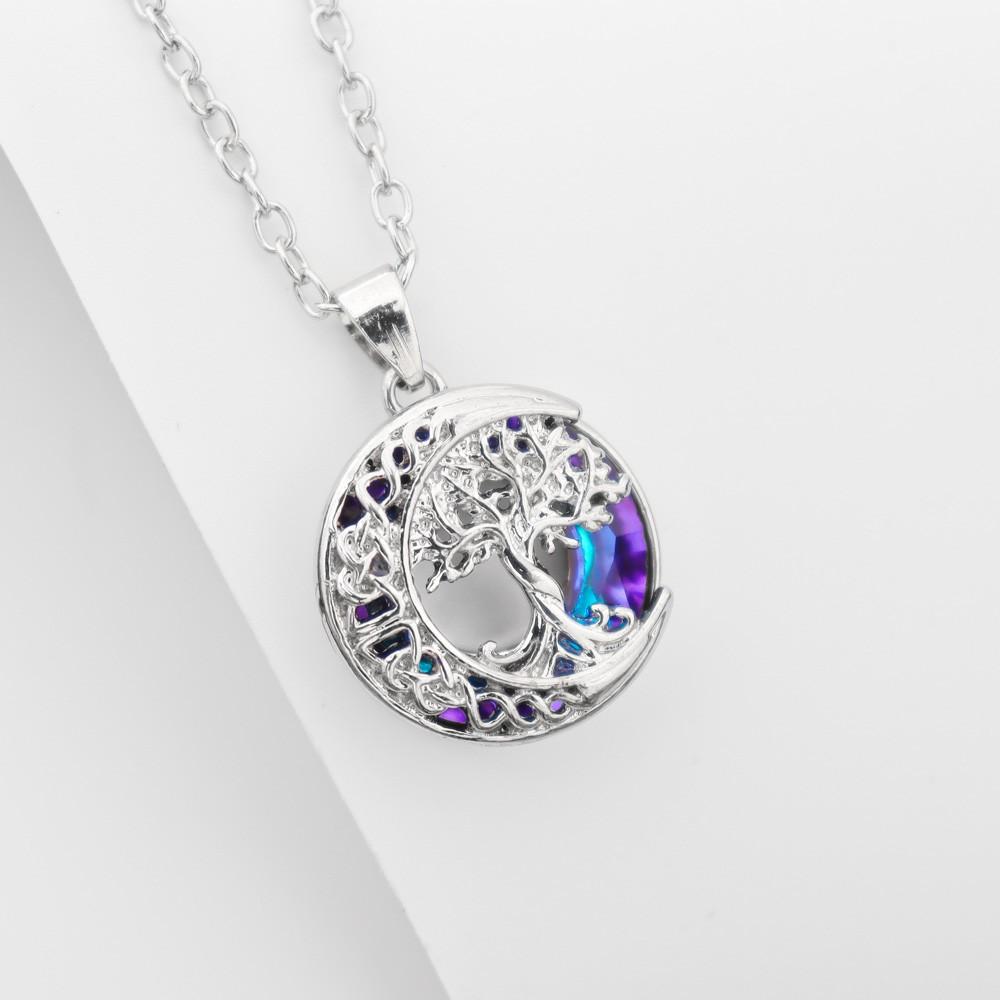 Personality Men's Hip Hop Hollow Pendant Moon God's Tree Necklace