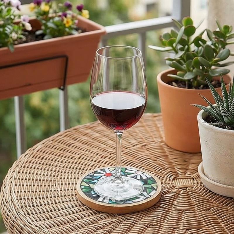 Adult Craft Set For Making Floral Coaster Includes Glass And Bamboos Base Random Color And Shape