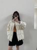 Yu Yan, corduroy doll collar splicing down jacket women's winter new white duck down stand-up collar bread jacket