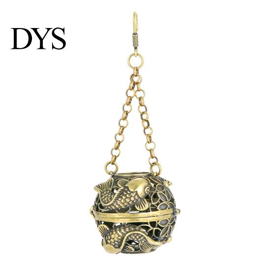Mini Incense Burner Decorative Artistic Exquisite Reduce Anxiety Pure Brass Aromatherapy Furnace Retro Hollow-out Car Pendant for Home Censer