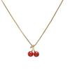 Cute Red Cherry Cherry Pendant Necklace Golden Chain Jewery Accessories Fruit Chain Necklace Necklace Jewery Party