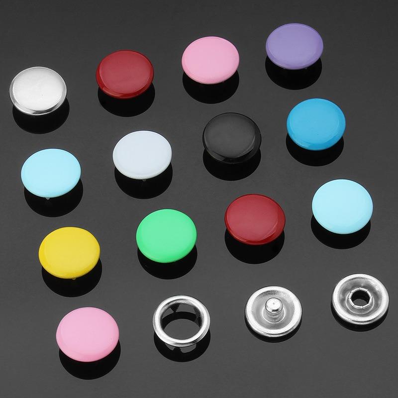 100pcs Metal Prong Snap Fasteners Buttons Solid Hollow Press Button Studs With Pliers Tool Kits For Clothes Bags Garment Sewing