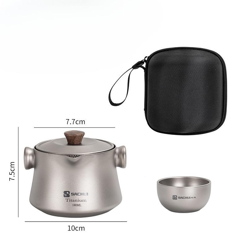 Pure Titanium Travel Tea Set of 1-5 Double-layer Kuaike Cup One Person One Color Travel Kung Fu Tea Set Portable Outdoor Camping