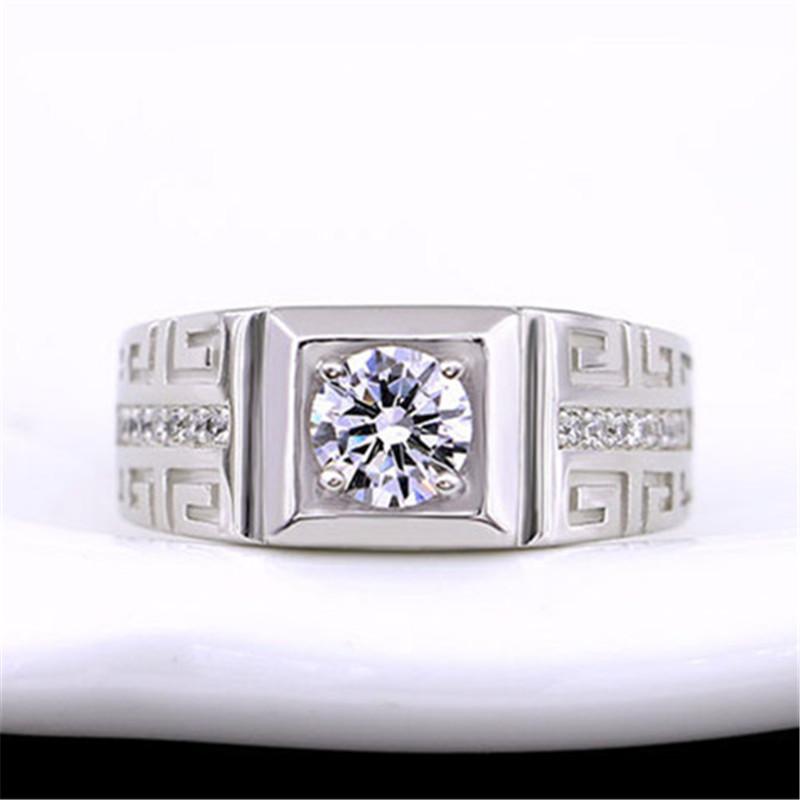 Men 'S Classic Retro Carved Inlaid Square Aaa Zircon Open Style Ring Fashion Jewelry (Size :Adjustable )R0267