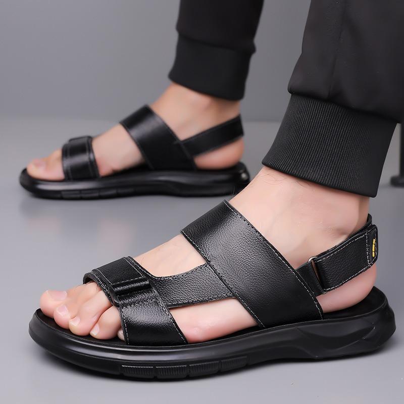 High Quality Sandals for Men Luxury Leather Sandals 2025Summer New Beach Sandal Fashion Casual Slippers for Men Sandalias Hombre