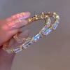 ZAKOL Trendy Buling Baguette Zircon Big Hoop Earrings For Women Shiny Crystal Gold Color Earring Party Everyday Zircon