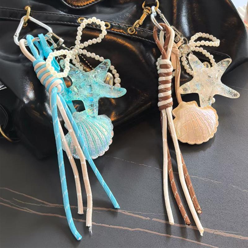 Bag Charm Starfish Bag Pendant Cute Leather Shell Decorative Fashion Braided Rope Bag Gift All-purpose Accessory