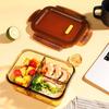 Hitzebeständige Glas-Lebensmittelaufbewahrungsbehälter, Mikrowellengeeignete Lunchboxen, Bento-Boxen mit 3 Fächern, 1020+700+400ml + Tasche + Geschirr