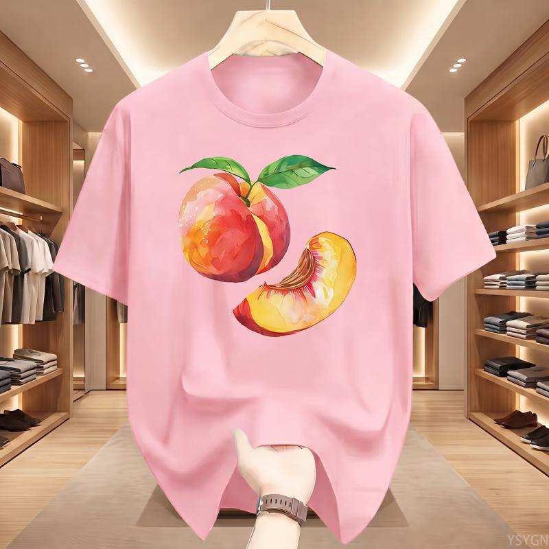 Whole Peach and Slice Man Sports Short Sleeve T-Shirt Summer Short Sleeved Harajuku Streetwear Tops Tees Aesthetic Clothes