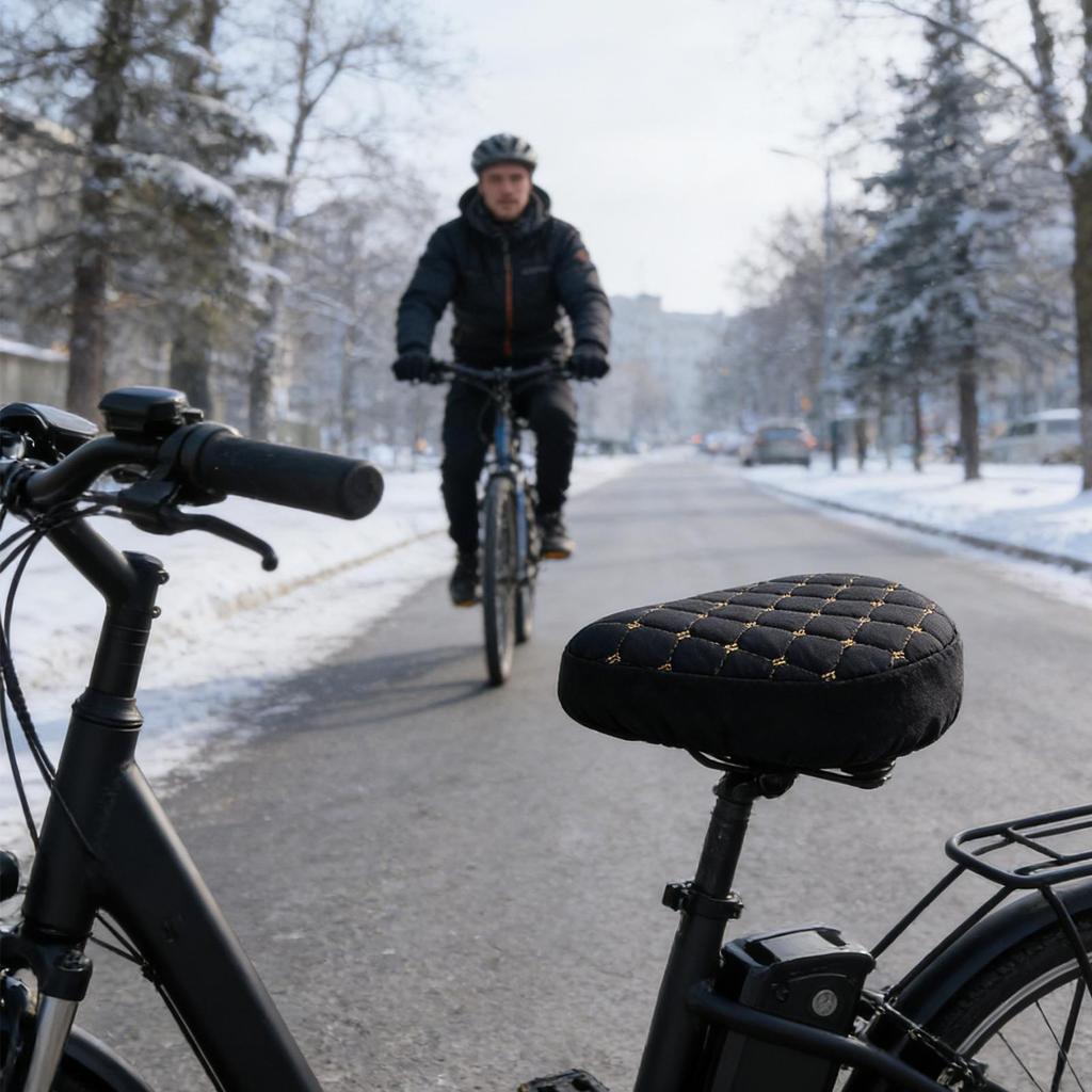 Motorcycle Seat Cover with Soft Fleece Pad Winter Electric Heating Cushion for Scooter Bike Snowmobile Delivery Riding Travel