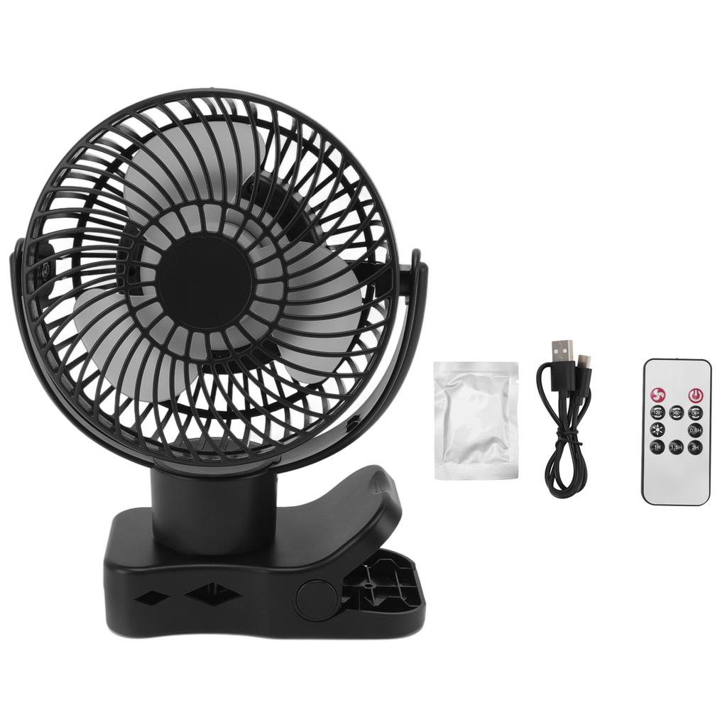 Portable Clip On Fan 4000mah Rechargeable Desktop Fan with LED Light Hook Remote Control for Camping Golf Cart Stroller