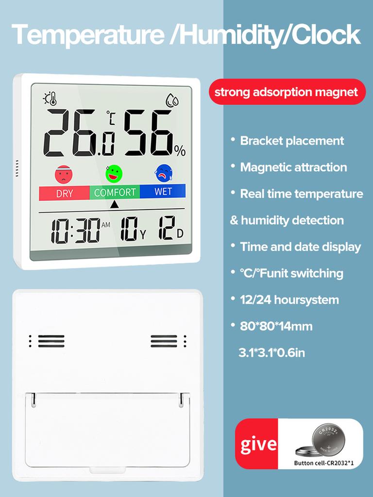 Digital hygrometer Digital hygrometer, Inomhustemperatur, Fuktighetsmätare, Sensor, Hygrometer, Väderstation, Stor LCD-skärm
