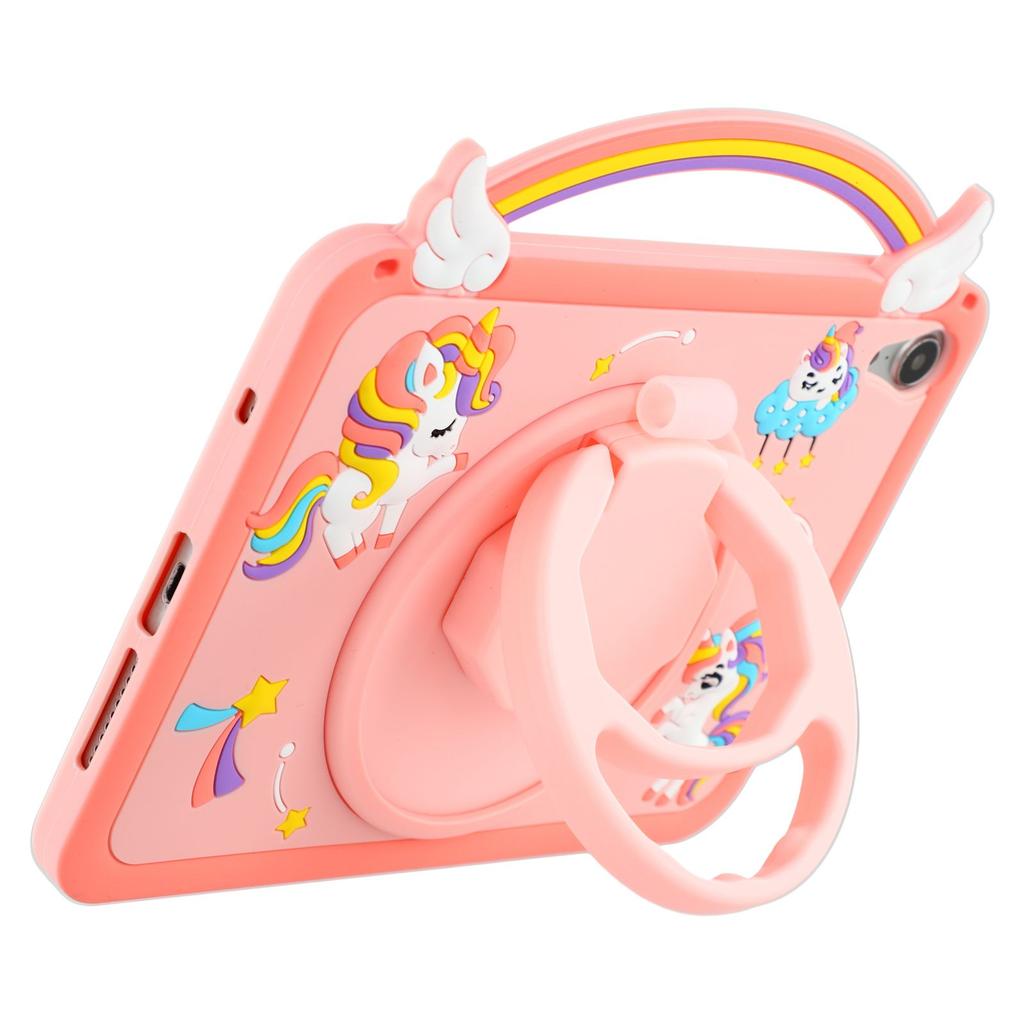 For iPad mini (2024)/(2021) Case Handle Rotating Kickstand Unicorn Silicone Tablet Cover