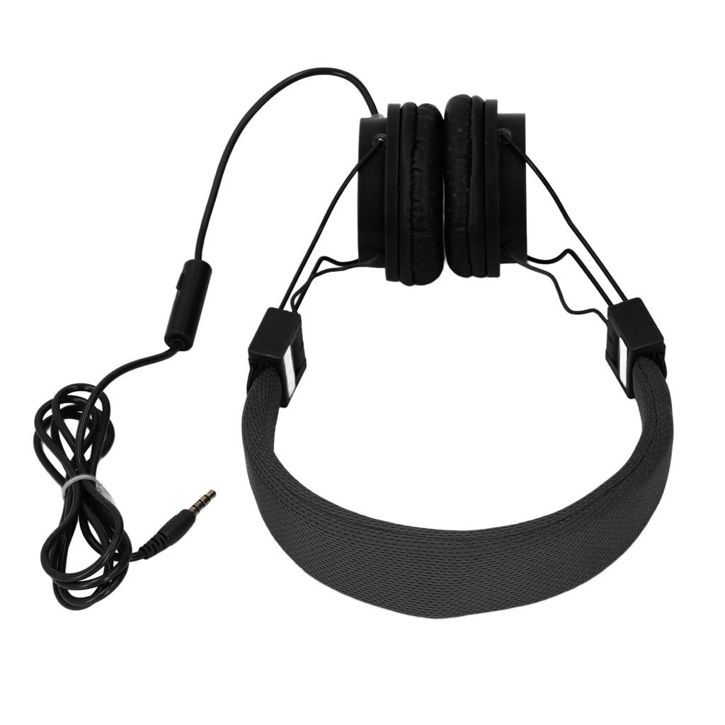 3.5mm Wired Headset with Mic Stereo Foldable Adjustable Headband Inline Control for Music Calls Games Compatible with
