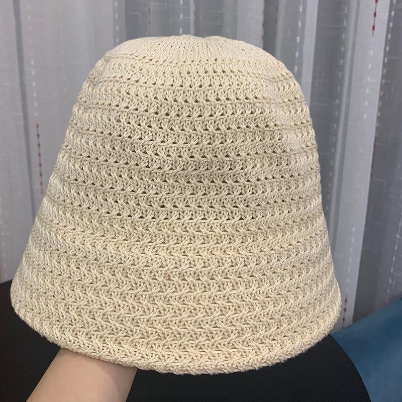 Wind Dome Solid Color Knitted Bucket Hat Autumn and Winter New Bucket Hat Women's Sunscreen Face Cover Basin Hat