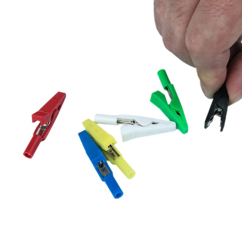 New 1/5Pcs 10A 2mm Insulated Alligator Clip Battery Test Clip Banana Female Adapter Multimeter Pen Cable Probes Crocodile Clip