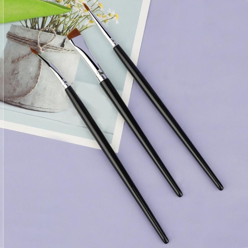 3pcs Fine Tip Angled Eyeliners Brushes With Wood Handle Makeup Brush For Detailed Looks Suitable For Various Occasion