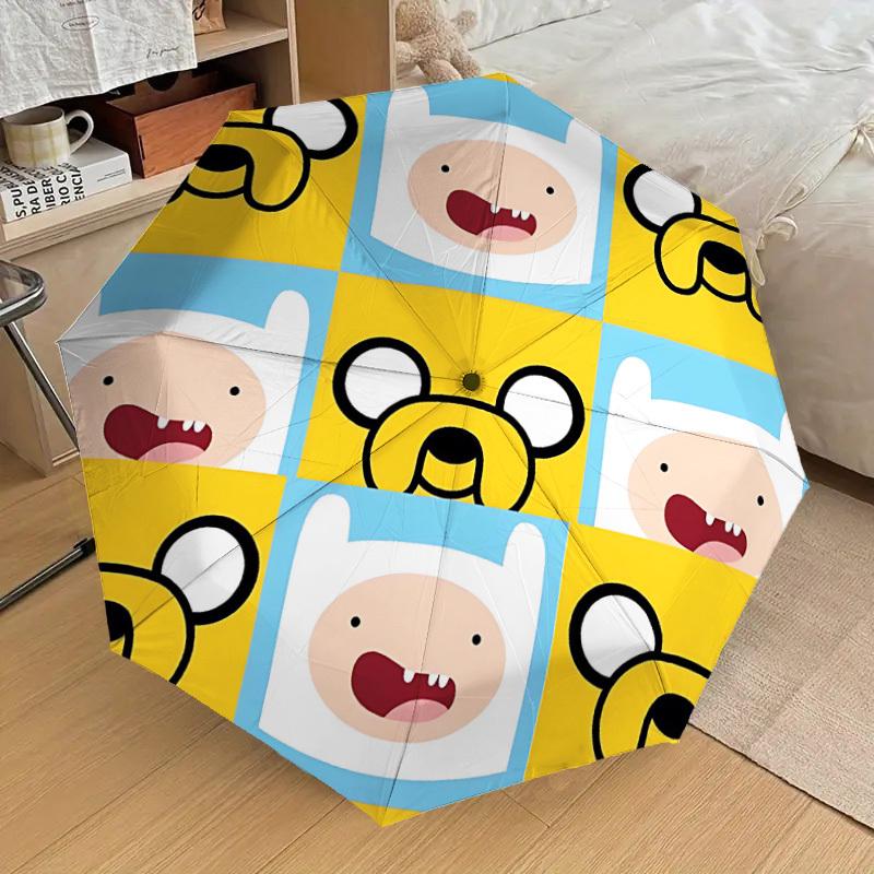 1pc Adventure Time Characters Automatic Folding Umbrella, Compact 8-Rib Design, Durable Plastic & Iron, Lightweight for Outdoor Daily Use, A0929143