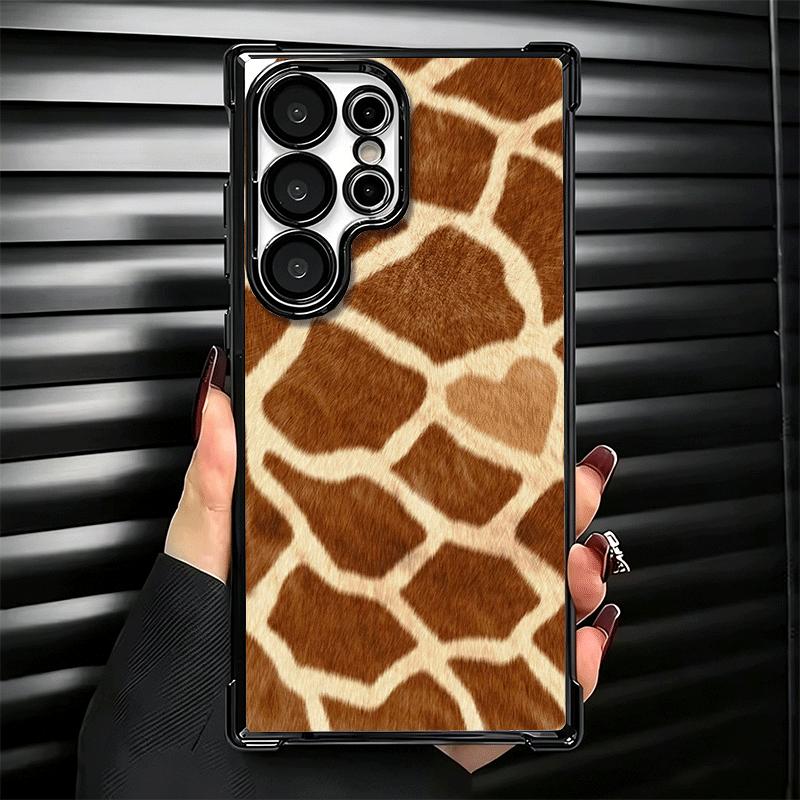 Giraffe Animal Pattern Plating Phone Case For Samsung Galaxy S24 S25 FE S26 Edge S23 Ultra S22 S21 Plus S20 Anti-Fall Airabag Co