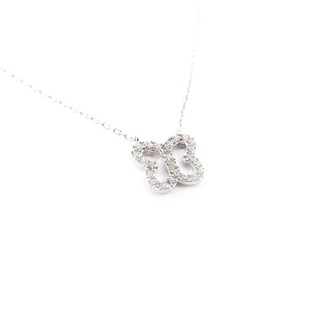 Les Trésors De Lily [J4080] - White 'Butterfly' Silver Necklace