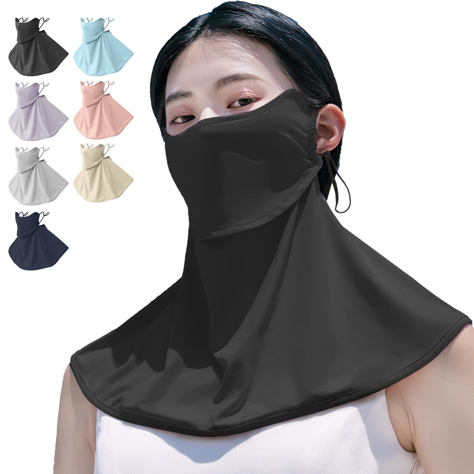 

Охлаждающая УФ-маска для лица UPF Защита от солнца с регулируемыми ушами 3D-дизайн для похудения Идеально подходит для поездок на работу и на открытом воздухе Черный [fiorifiore] Чехол, чёрный