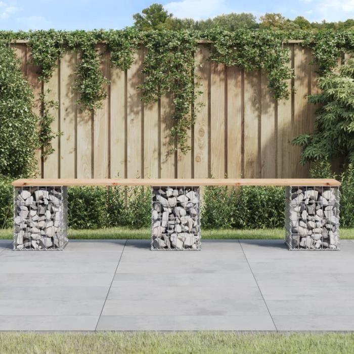VidaXL Design Gabion Garden Bench 203x31x42 Cm Solid Pine Wood 834332