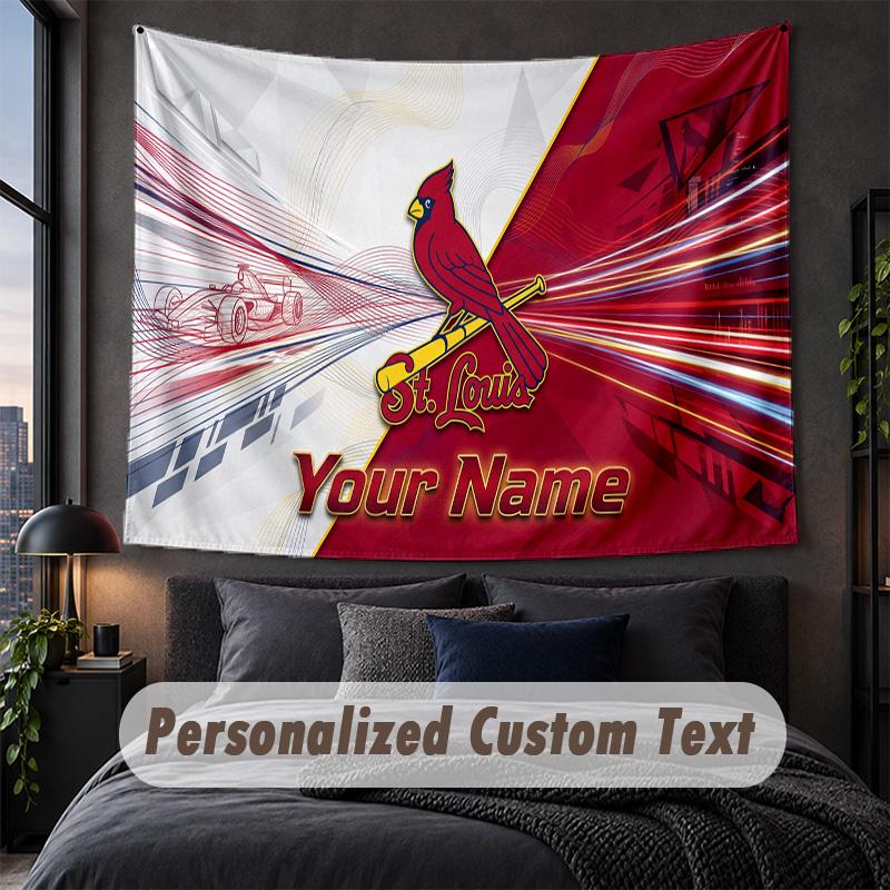 Custom Name Text Tapestry,St. Louis Cardinals Decorative Wall Hanging, Background Tapestry For Home Bedroom