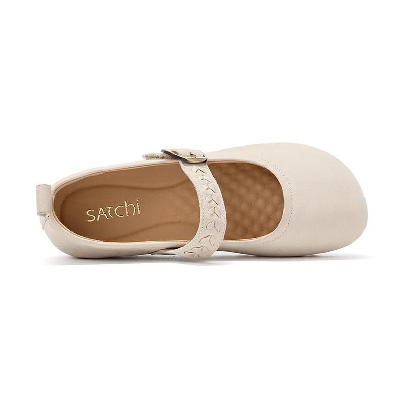 Cowhide Shallow-Mouthed Mary Jane Shoes