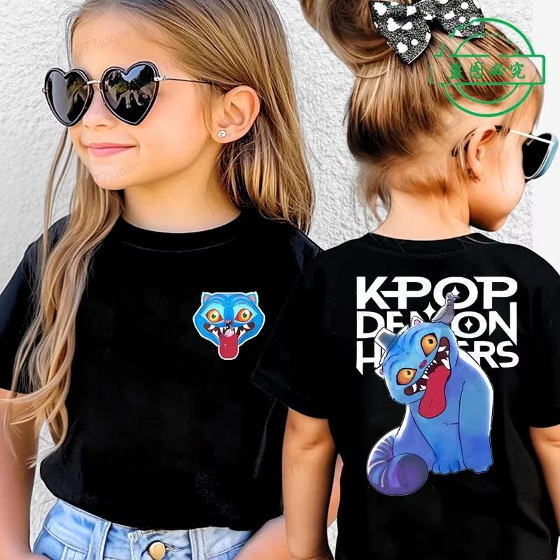 T-Shirts Girls Children's Clothing Summer Cartoon Cute Tiger Pattern Fashion Children's T-shirt Comfortable Short-sleeved Top