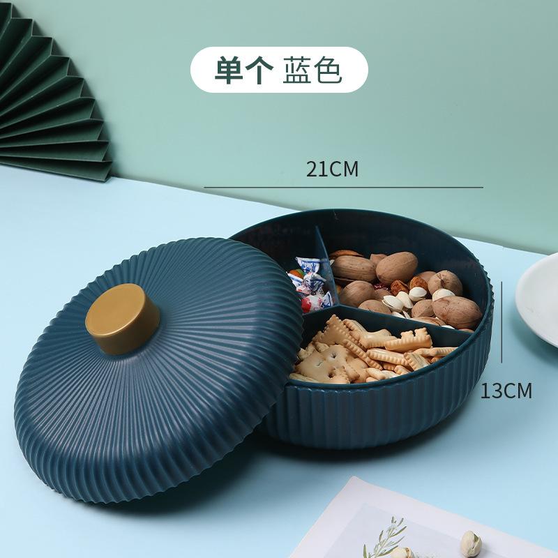 

Круглая коробка для хранения сушеных фруктов с крышкой, для дома, гостиной, кофейного столика, простая конфетница, легкая роскошная фруктовница, полка для хранения синий