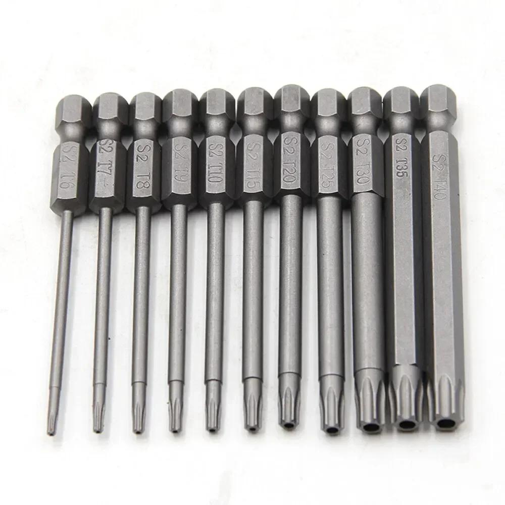 Torx Security Bit Set Screwdriver Drill Set 1/4 Inch Hex Shank 4 In Length S2 Steel Torx Screwdriver Bit Set 11/12pcs Torx Head