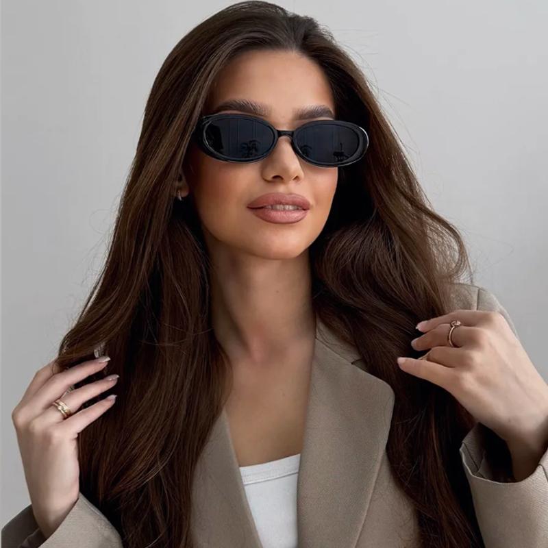 6pcs Small Oval Sunglasses Women Men Trendy Vintage Colorful Design Cat Eye Sun Glasses Female Leopard Black Punk Eyewear UV400