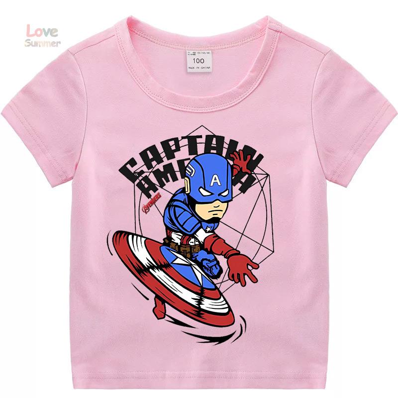 2026summer children Printed Captain America Pattern, Boys Short Sleeved Sports Casual, unisex T-shirt