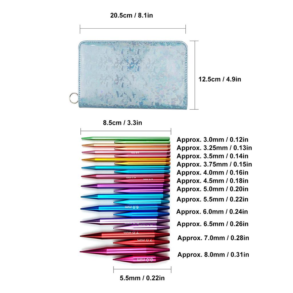Circular Knitting Needle Set 3 To 8mm Interchangeable Assorted Colors Circular Needle Set with Storage Bag for Craft