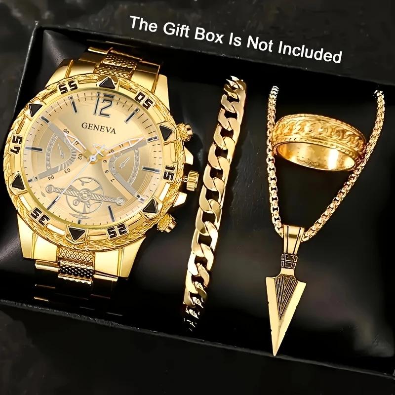 Elegant Men's Watch Set: High-end Business & Gift Collection - 4 Piece Set