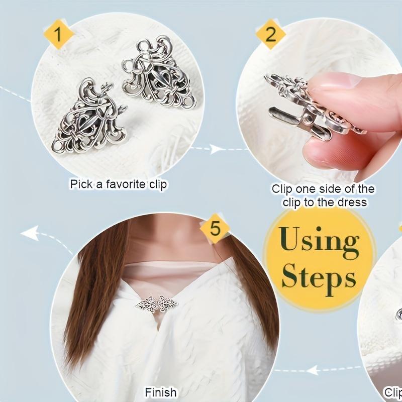 4 Stück Vintage Pullover-Clips mit rutschfestem Griff - Perfekt für Schals, Strickjacken & Hemdkragen Reißverschlüsse zum Nähen Großhandel Pullover-Schal-Clips