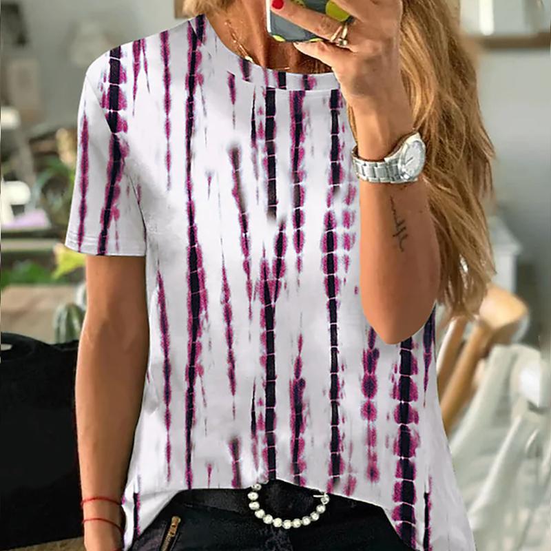 Women Summer T Shirt Trend  Print Retro Fashion Short Sleeve Tees Casual   Printed  Tops