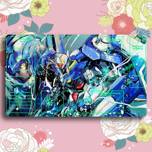 Senkou Draw Card Game Playmat, Mobile Suit Gundam 00 Anime Merchandise, Universal TCG Playmat with Storage Case, Card Frame (60cm x 35cm x 0.2cm)