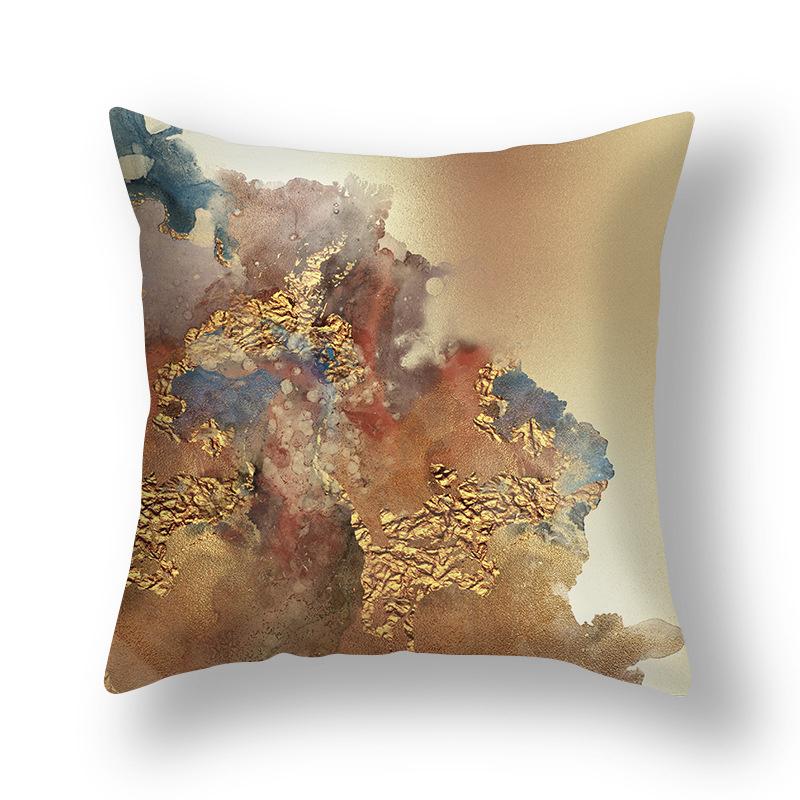 45x45cm Nordic Ins Abstract Gold Blue Marble Print Cushion Cover Sofa Office Seat Lumbar Pillow Cover Home Decoration