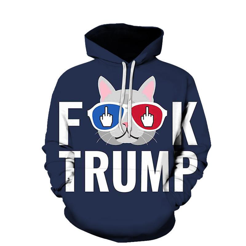 Autumn 3D Cute Cat Printed Hoodies Fashionable Casual Sports Long Sleeved Men's Hooded Sweatshirts