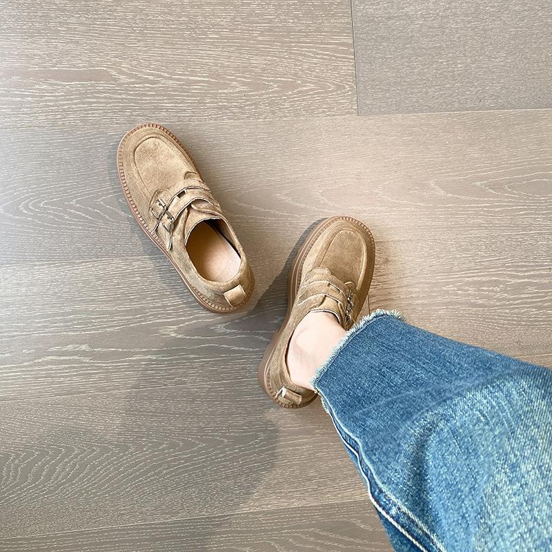 

13Cm thick-soled thick-heeled women s small leather shoes spring new small size casual round head heightening single shoes 33 хакі