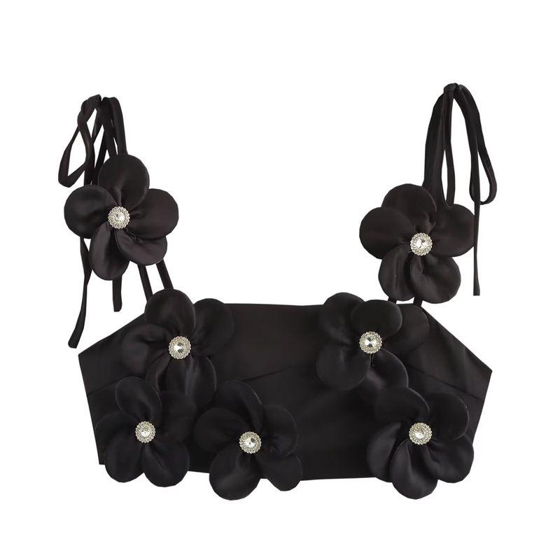 Kaslead New Arrival Women's Clothing Fashion Style Fashion Minimalist Casual Short Flower Sling Tops