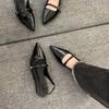 Fashion Sandals for Women 2025 New French High-end Pointed Toe Low-heeled Single Shoes Slip-on Temperament Baotou Flat Shoes for Women's