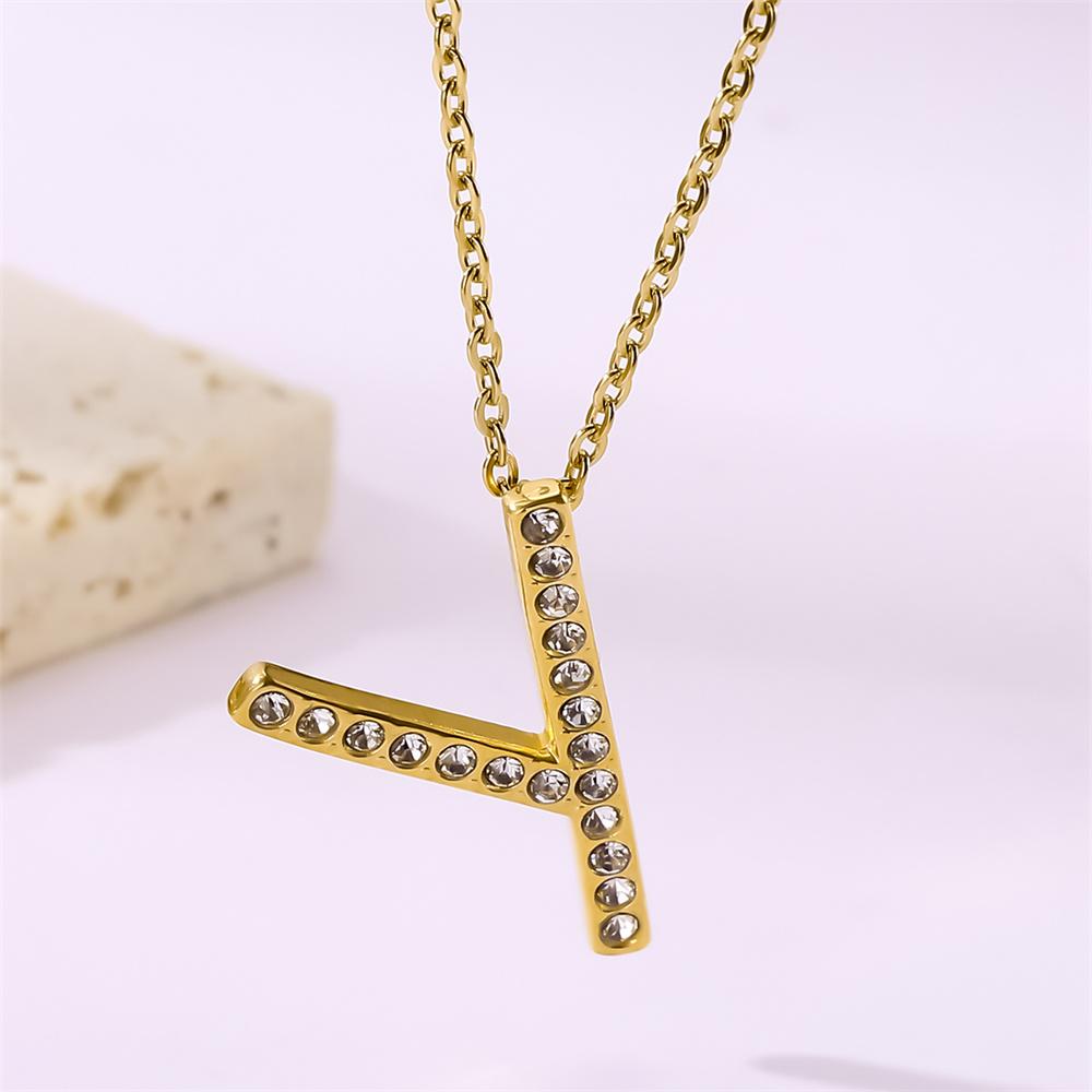 Atoztide Zircon Letter Pendant Necklace for Women Men Full Stone Alphabet Initial Name Monogram Charm Necklace Jewelry Gift