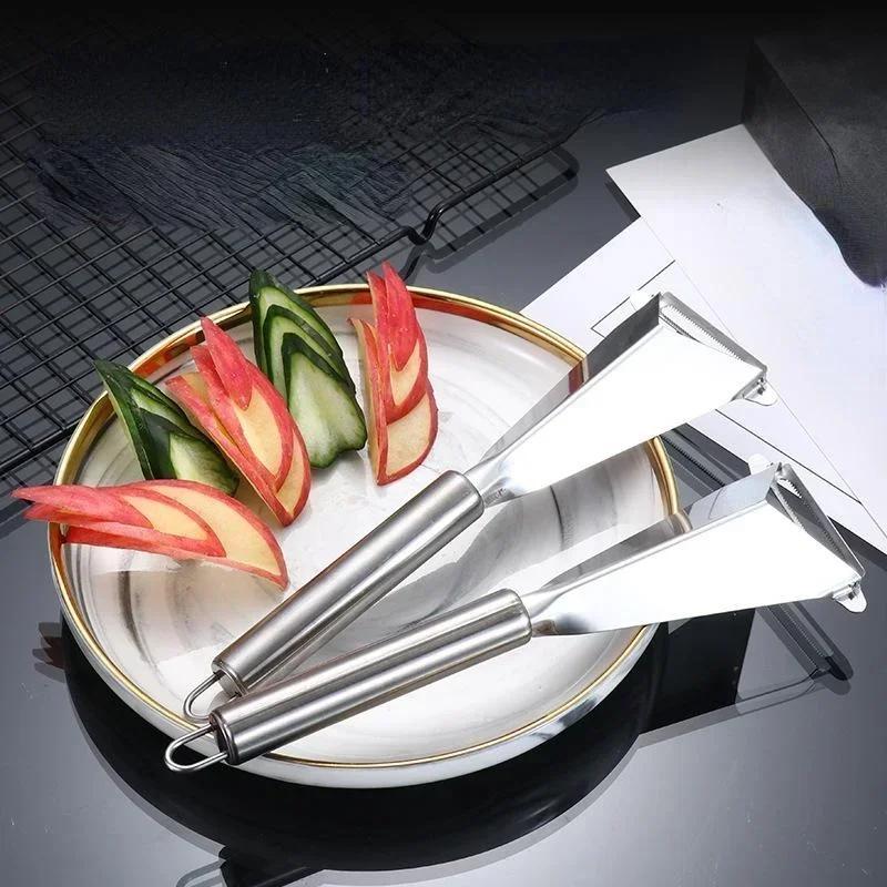 1 Pcs New Stainless Steel Fruit Carving Knife Triangular Shape Vegetable Knife Slicer Antislip Blades Kitchen Accessories